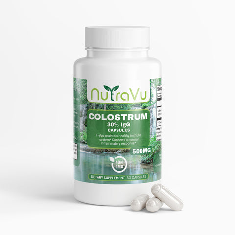 NutraVu Colostrum Capsules 500mg - 30% IgG - Non-GMO - Made in The USA