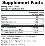 Omega-3 EPA 180mg + DHA 120mg - Gluten Free - Non-GMO